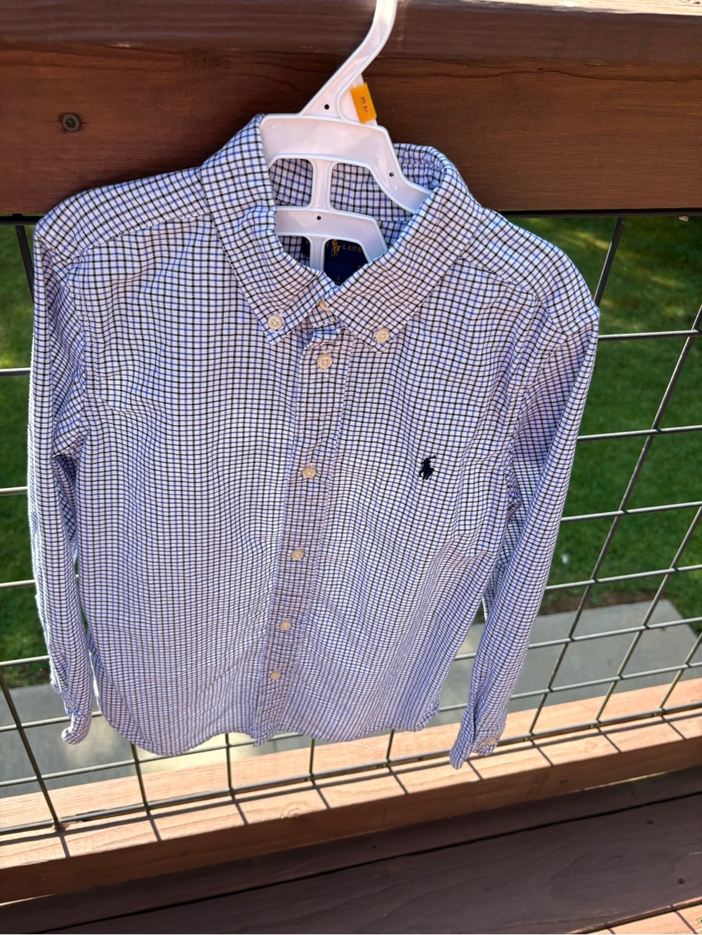 Ralph Lauren Blue & White Mini-Check Oxford Button-Down Shirt - Kids